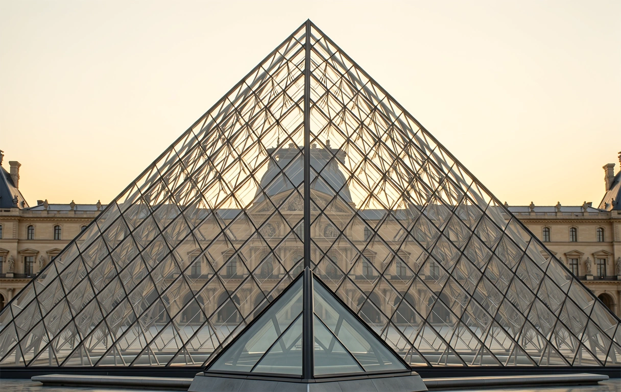 Louvre Museum Pyramide bei Dämmerung